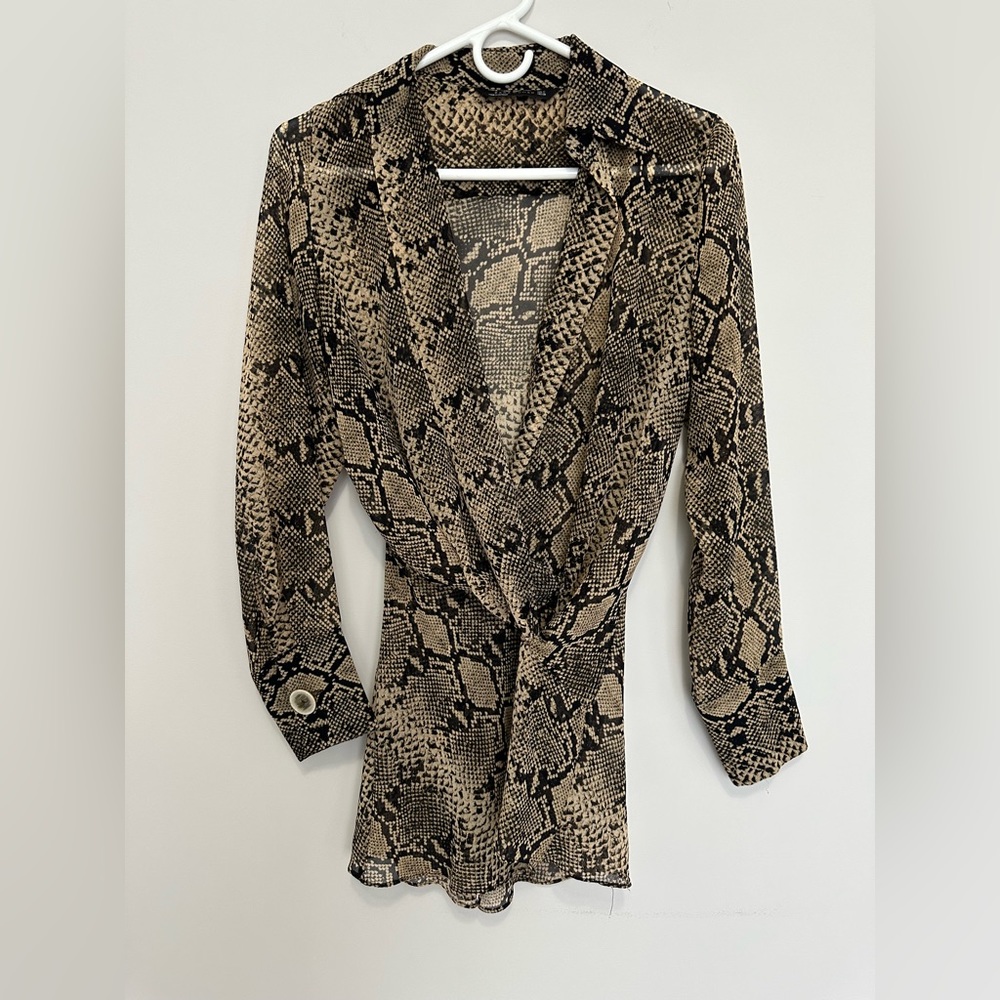 Zara sheer snake print shirt